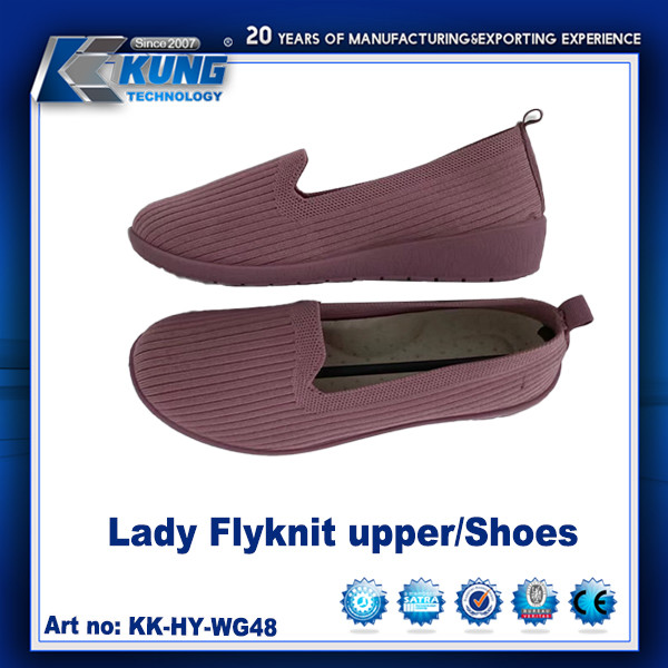 Lady Flyknit Upper / Shoes EVA Outer Sole High Elastic Customized Color