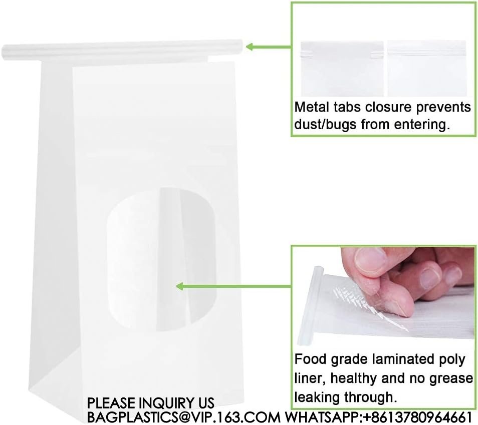 Tin Tie Tab Lock Bags White Window Bags Coffee Bags Cookie Bags Treat Bags Popcorn Bags Bakery Bags with Window