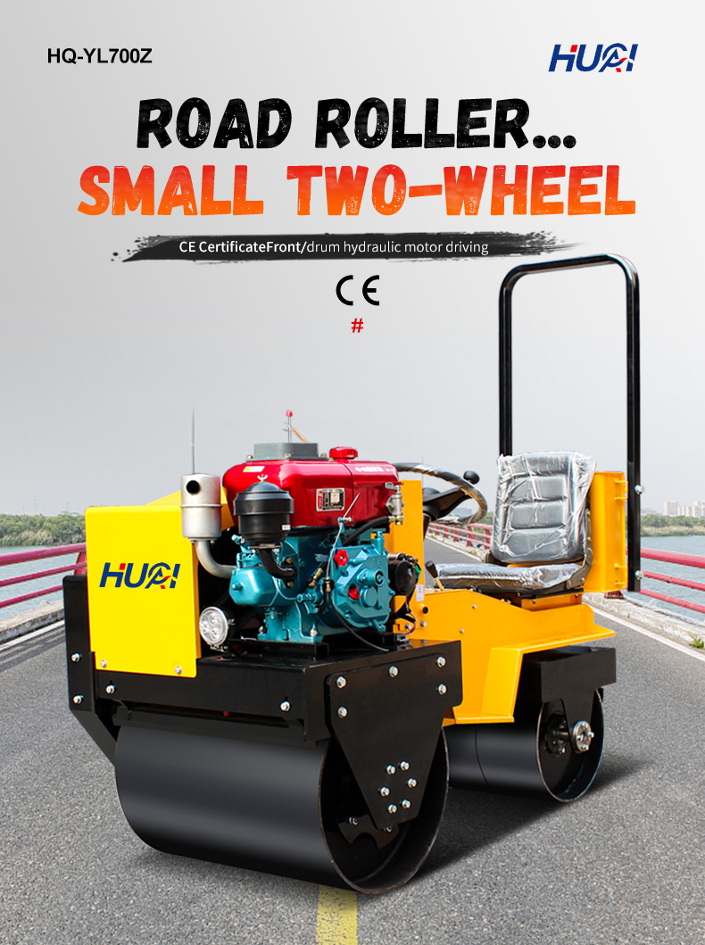 Vibratory Roller 0.6 Ton Mini Double Drum Ride-On Road Roller with CF178/R180 Engine
