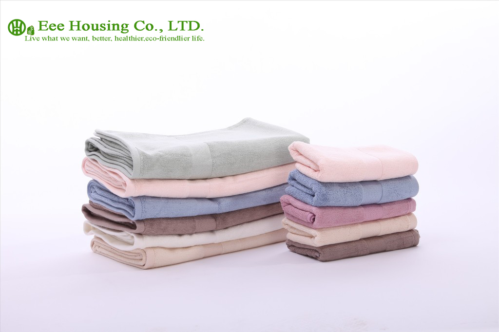 100% Plain Bamboo Fiber Tower, Eco-friendly and Anti-Bacterial, 34cm*76cm,Blue/ Green/Pink/ khaki