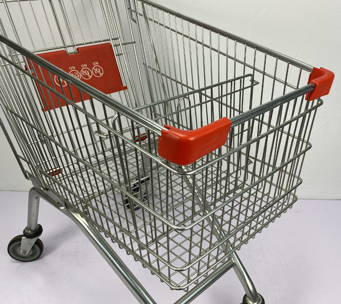 CE 125L Supermarket Shopping Trolley With Metal Wire Spacer 4" PU Wheels