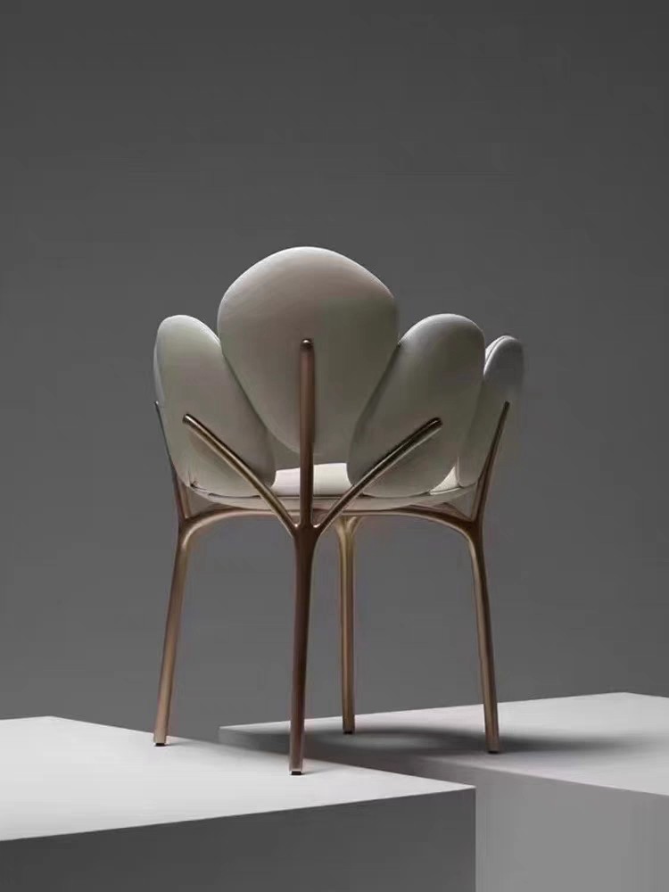 Nordic Hotel Restaurant Furniture Dining Room Petal Shaped Stainless Steel Minimalist Dining Chair