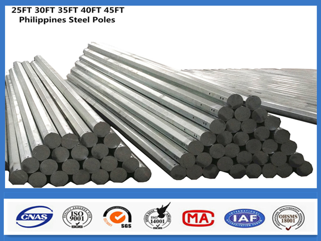 30FT Nea Standard 500KGF Load 3mm Thick Hot Dip Galvanized Steel Pole