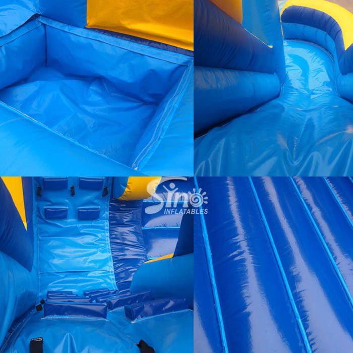 Commercial kids double lane inflatable water combo castle with removable custom banner