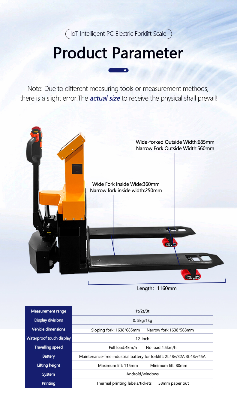 Wide Forklift Scale Advanced Technology with Accurate Weighing with 12 Inch Display