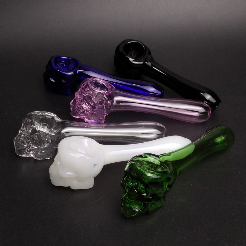 Simple Design Heady Glass Hand Pipe For Tobacco Customized Label