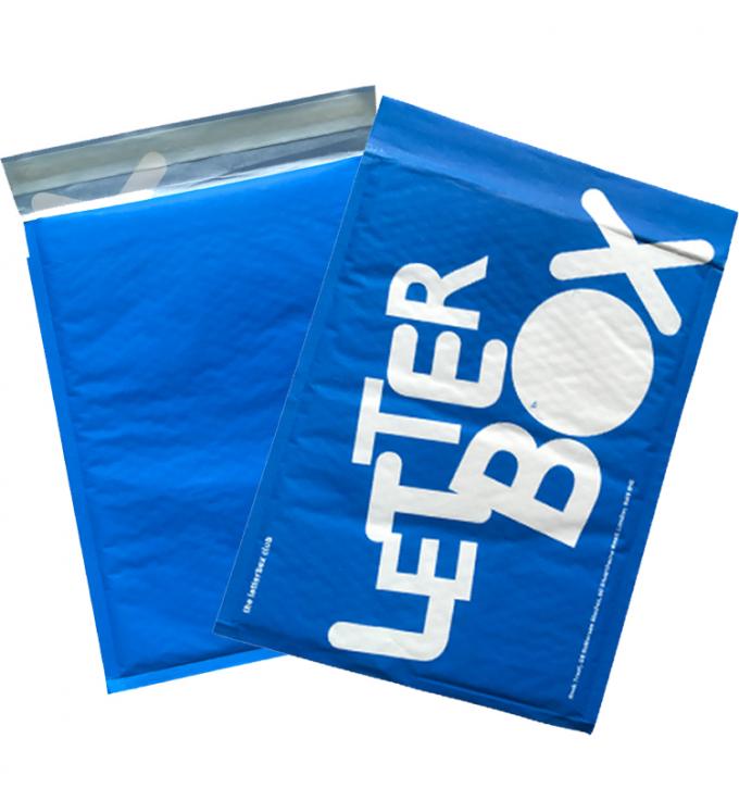 Full Printing Bule Kraft Bubble Mailer Padded Envelopes Hot Melt Adhesive With Cushion 0