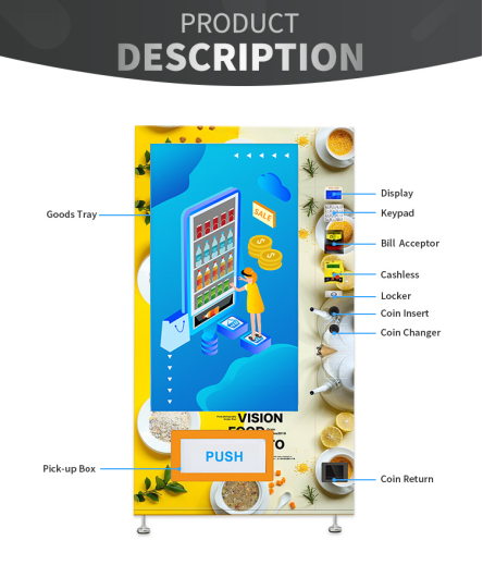 Automatic Breakfast Lunchbox Food Vending Machine With Elevator 110V 220V