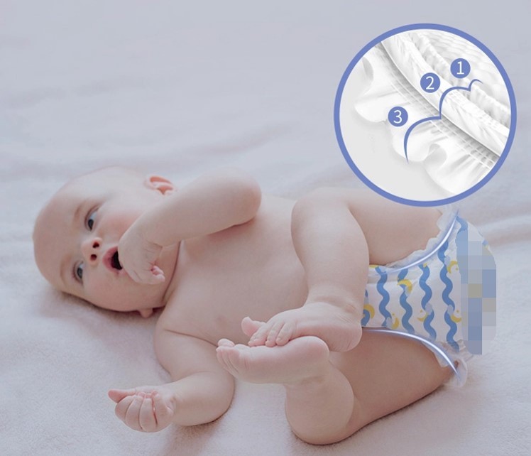 Elastic Waist Dry Surface Hydrophilic Non Woven Cotton Diaper