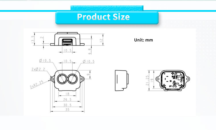Mini UBJG-01 Laser Distance Sensor For Traffic Flow Measurement 0.2m-8m