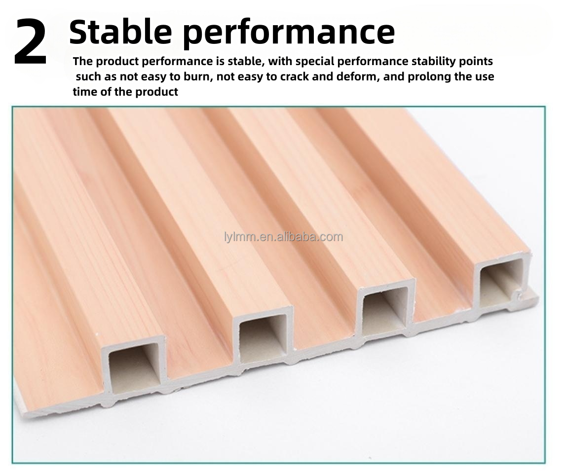 Scene Display WPC Laminated Fluted Flat Wall Panel for Indoor Interior Decoration