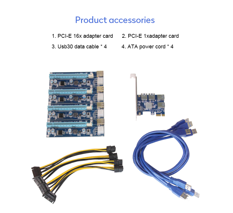 Blue 1X to 16X PCI E Expansion Card Strong stability PCI E Riser Card