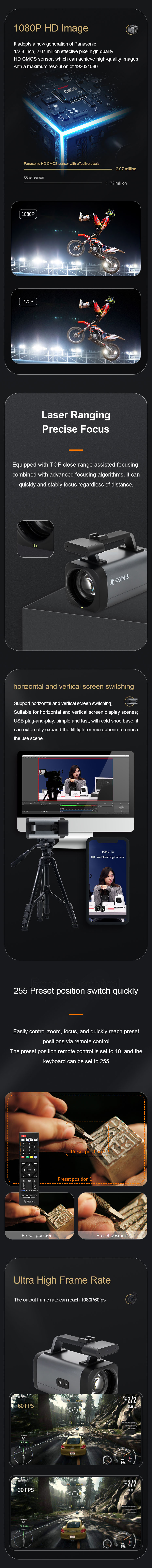 1080P60/50/30/25 USB3.0 12x Optical Zoom Cell Phone Vertical Screen Live Streaming IP Camera
