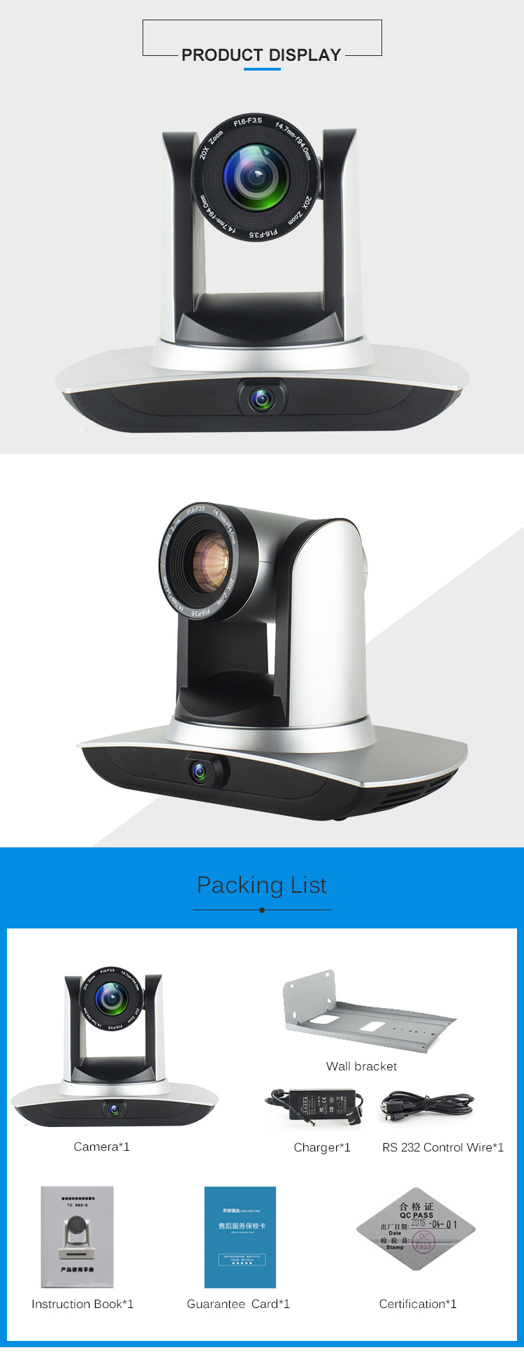 Auto Tracking Video Conference Camera with HDMI Output for Class Streaming