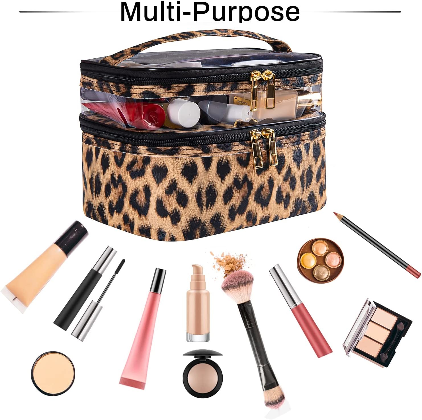 Waterproof Double Layer Cosmetic Bag Travel Makeup Bag For Women Cosmetics Cases