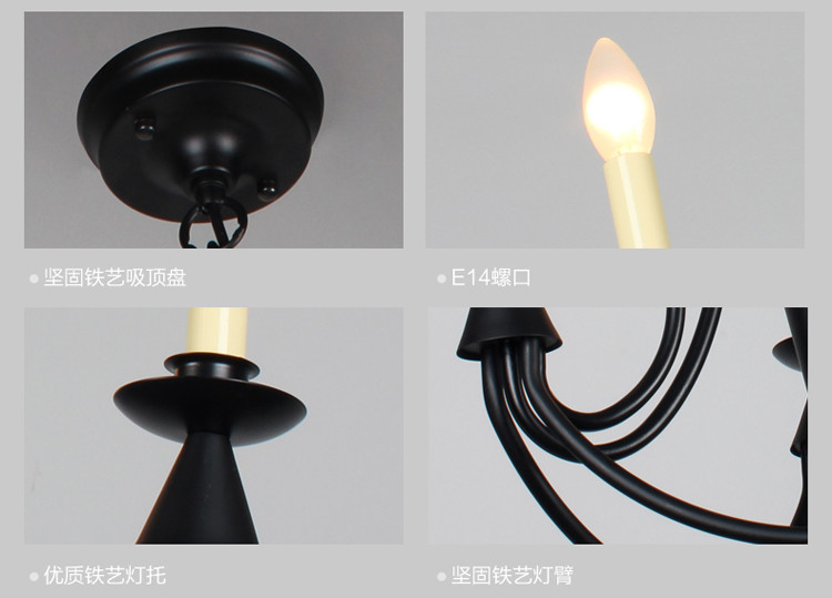 Country metal Chandelier Led Retro Candle Chandeliers vintage Loft interior lighting(WH-CI-164)