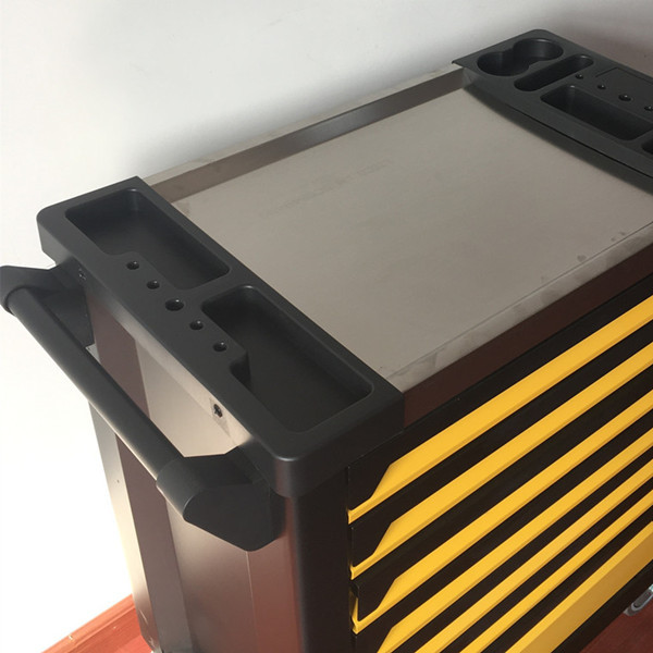 5 Drawer Yellow Tool Cart With Drawers And Wheels SPCC Tool Box Trolley