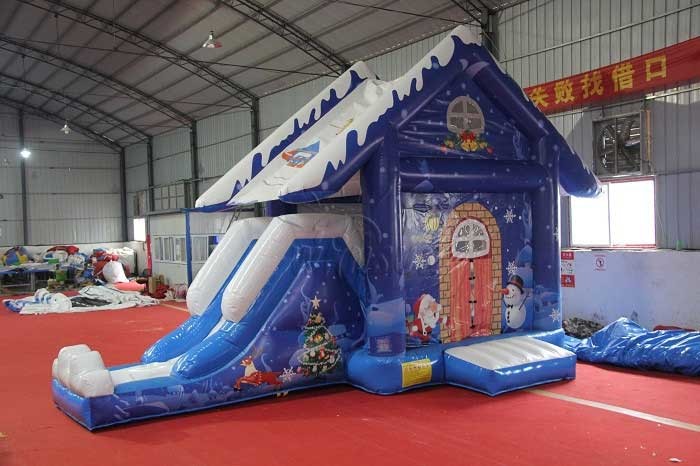 Christmas Eve Inflatable Bouncy Castle / Commercial Bounce House With N Slide WSC-238
