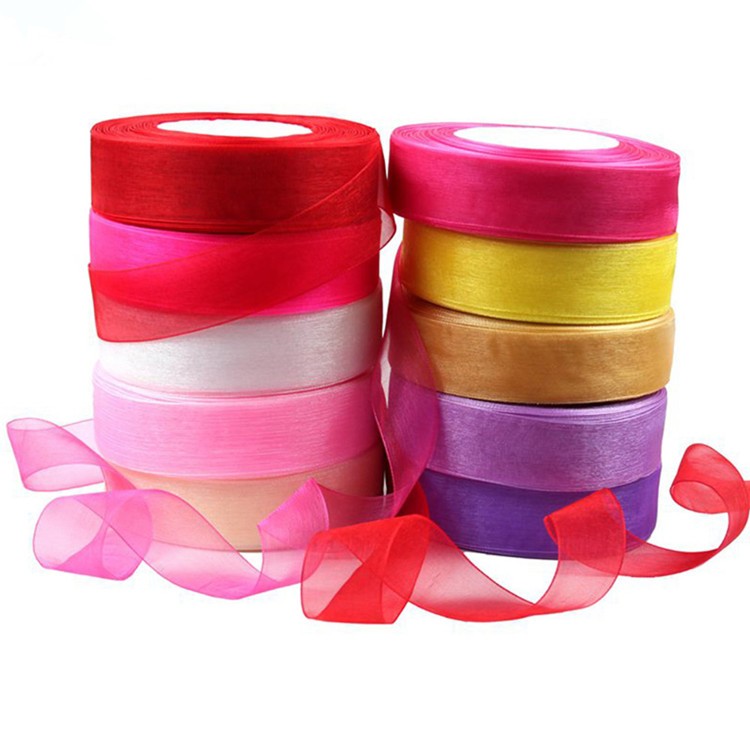 Wedding Party Polyester Organza Ribbon 1 Inch Width Customized Color