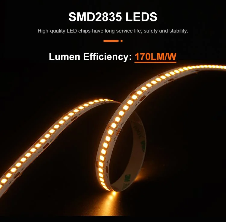High Brightness 24v 140leds 8mm 2700K Warm Electroplate Board SMD2835 Led Strip Light