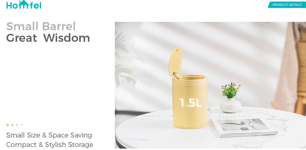 1.5L Steel Desktop Mini Touch Garbage Can Trash Bin for Sustainable Office Waste