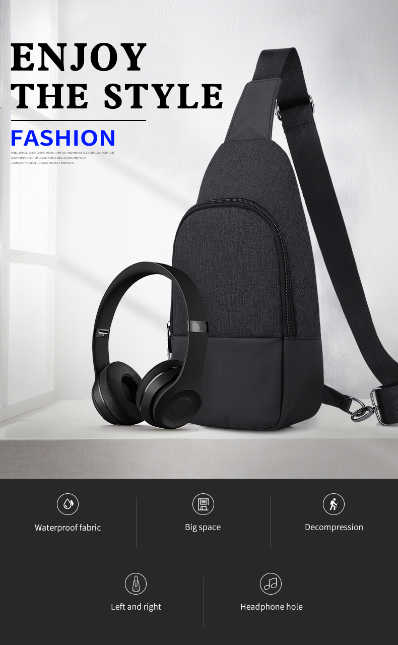 Wholesale OEM custom logo men waterproof light Korean style crossbody trend mens chest bag sling bag