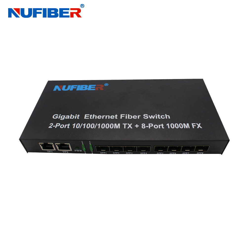 10/100/1000M 8-port SFP+2 Rj45 port Fiber Optic Ethernet Switch Media converter