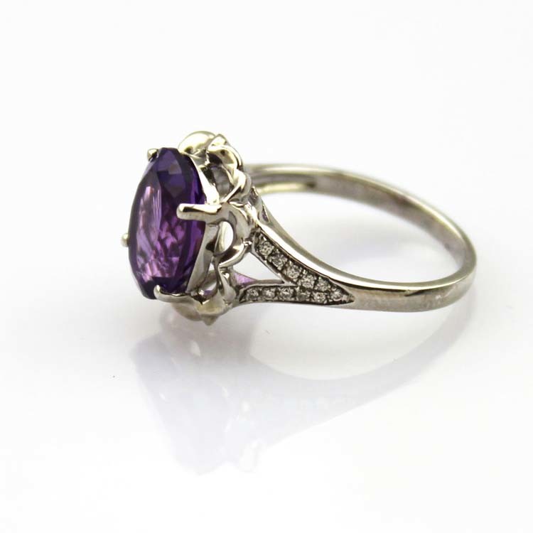 Women Jewelry 9mmx11mm Oval Pink Cubic Zirconia 925 Silver Ring (R186)