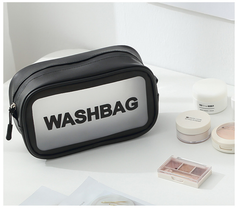 Simple Style Zipper Closure Unisex Frosted PVC Makeup Bag