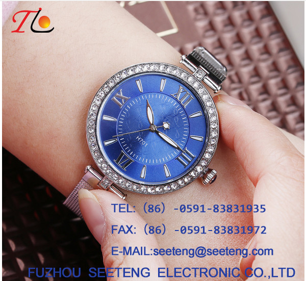 Unique wavy style and colorful dial for ladies watch with alloy strap