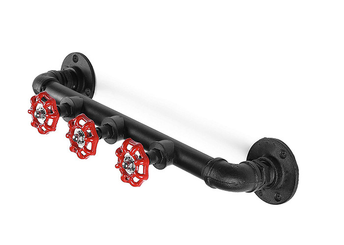 Wall Mounted Industrial Pipe Coat Rack Black Iron Pipe Flange 3/8" - 4" Home Decoration