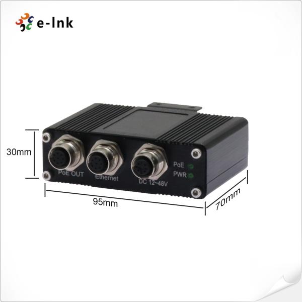Industrial PoE Injector with M12 Connectors, EN50155 Certification, 12-48V DC