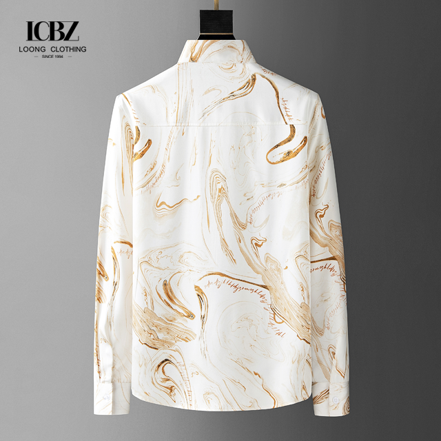 Autumn Long Sleeve Men Casual Check Vintage Printed Shirts Slim Fit Single Breasted