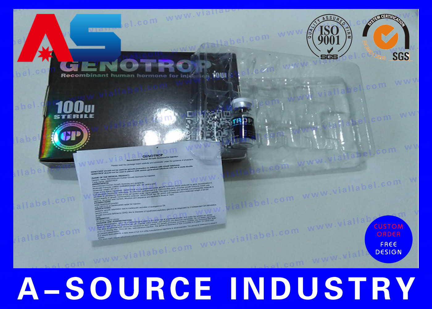 Medicine Glass Vial Box With Hologram Laser Printing , 10ml Content medicine packaging box