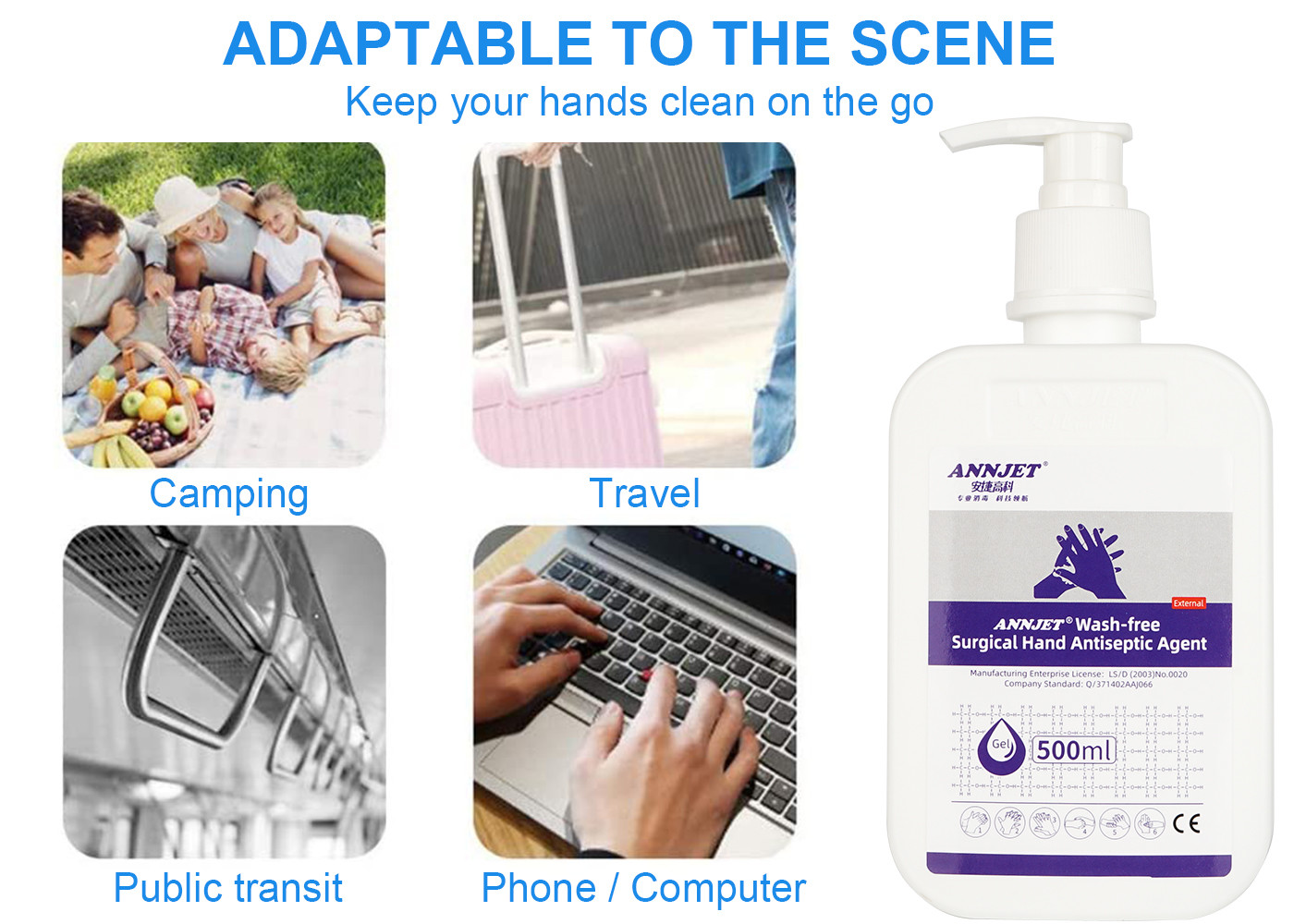 OEM Hand Sanitizer Gel 500ml Hand Sanitizer Waterless 75% Alcohol