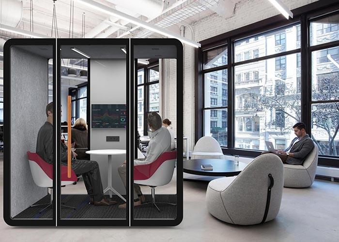 Multi Person Meeting Room Booth Aluminum Frame Silent Private Phone Booth For Office