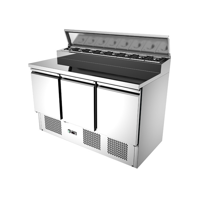 R134A 3 Doors Pizza Prep Table Stainless Steel Salad Chiller