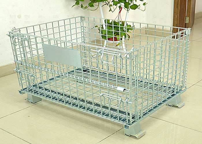 L1000mm Wire Mesh Container , Foldable Wire Mesh Pallet Cages