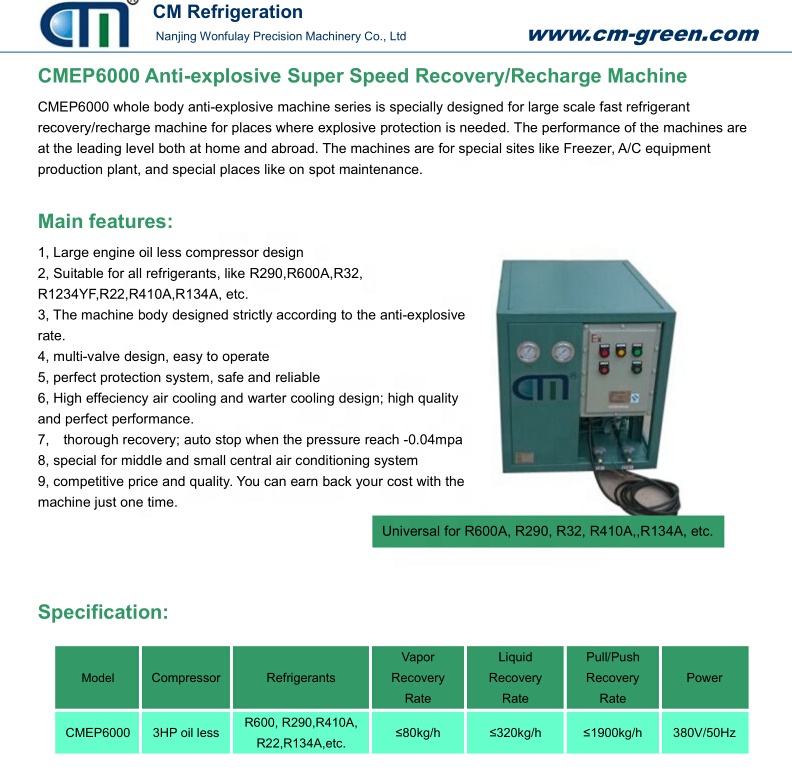 ATEX R290 Refrigerant Recovery Machine