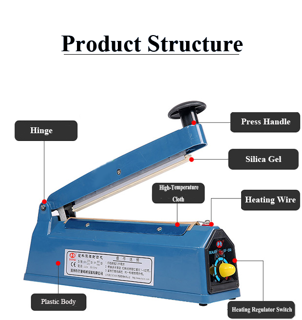 DUOQI SF-200P Manual Plastic Bag Sealer Home Use Corrosion Resistance