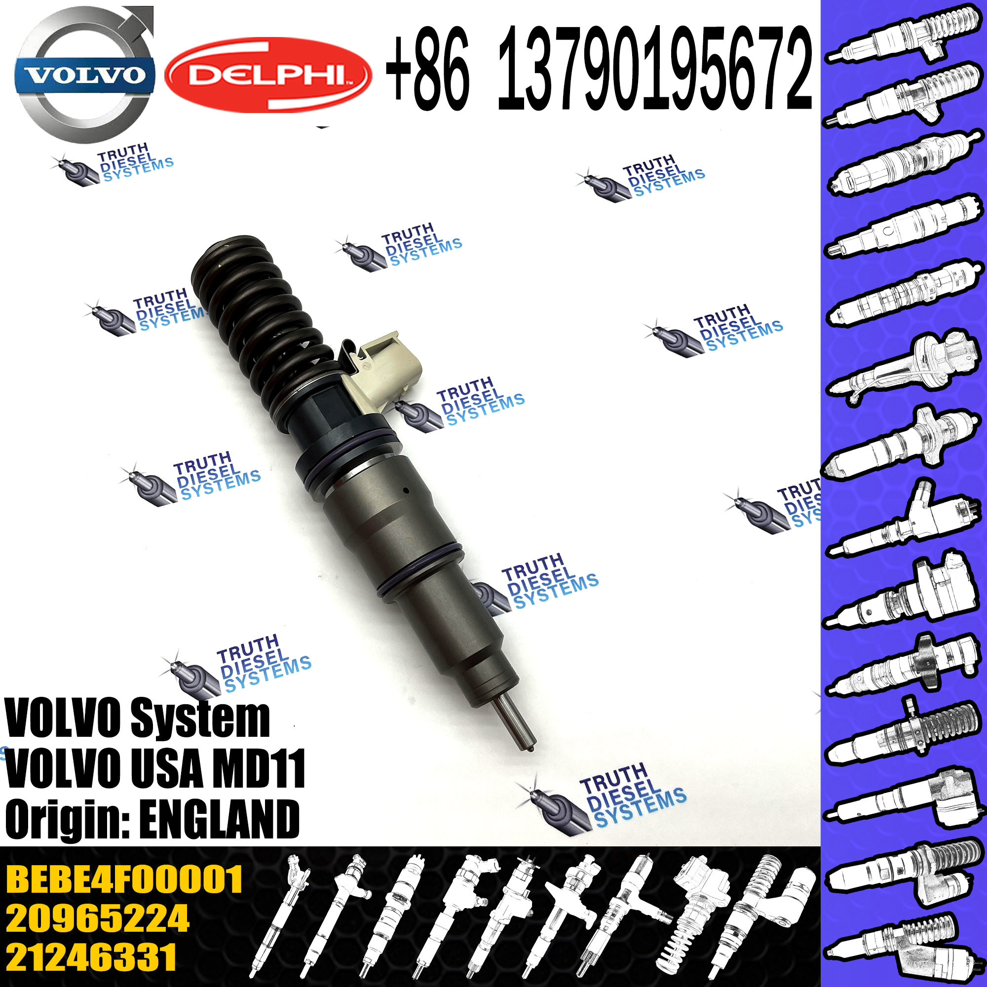 Diesel Fuel Injector 21246331 20965224 21028628 21106498 BEBE4F06001 BEBE4F03001 BEBE4F00001 E3.3 for HYUN-DAI H ENGINE