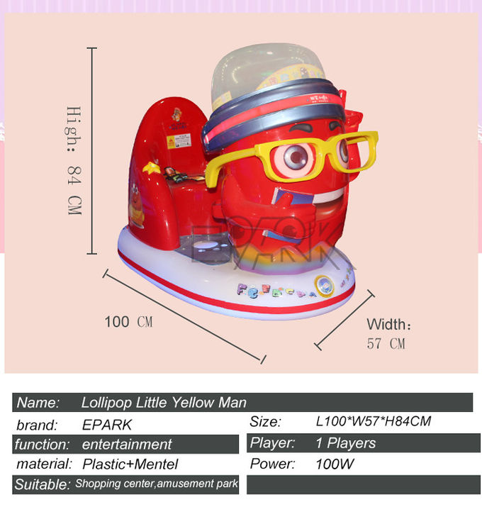 Shopping Mall Coin Operated Kiddie Ride Machine Out Lollipop Little Yellow Man