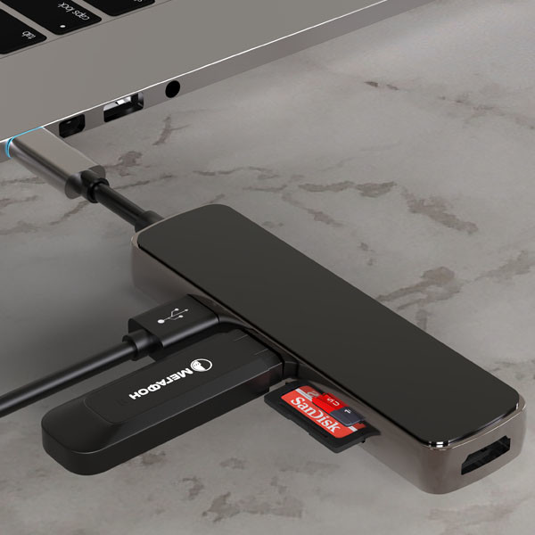 Docking Station USB C Hub HDMI Adapter 5Gbps With MicroSD TF Card Reader