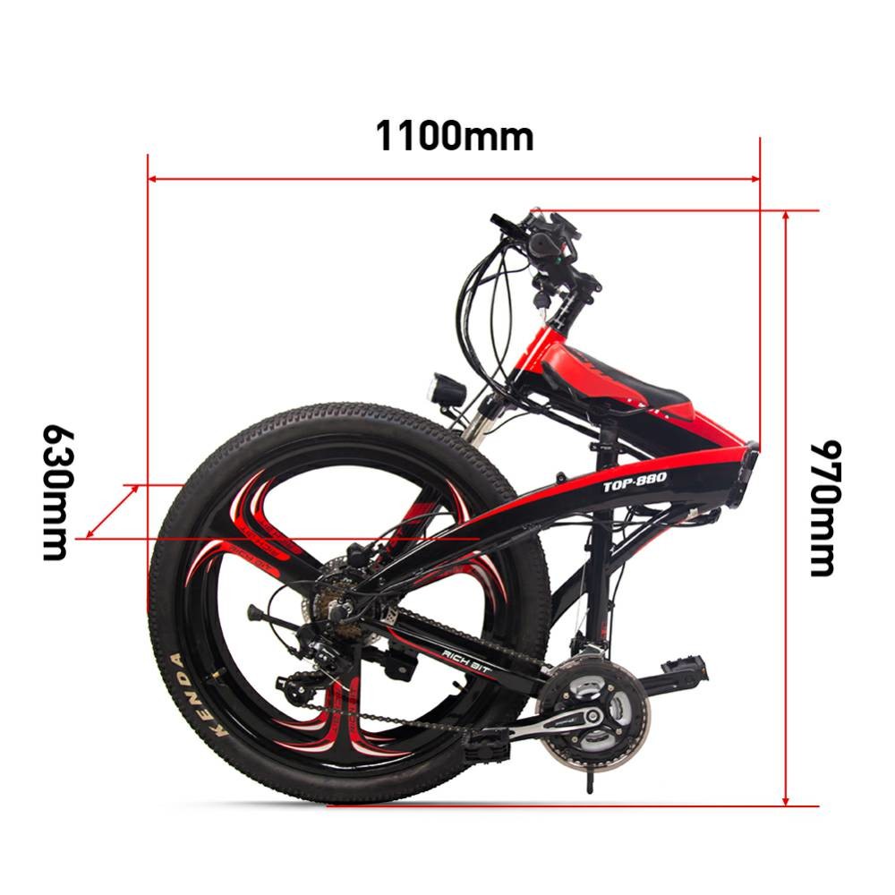 Folding Mountain E Bike 36v 250w 9.6ah Lunar Rich Bit Top-880 26 Inch X 2.10 Tire