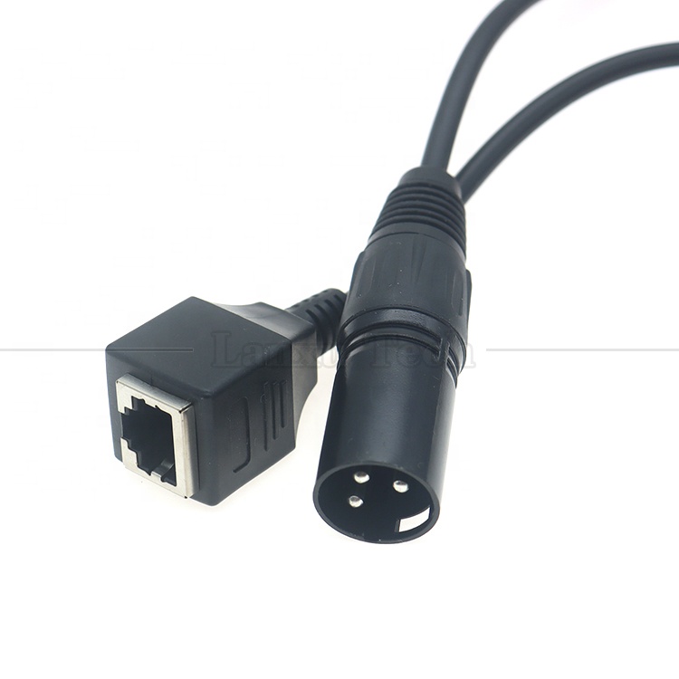 XLR 3 Pin Poles Male Female to RJ45 Female Cat5 Network Ethernet Adapter Cable for Led Audio DMX CON Controller