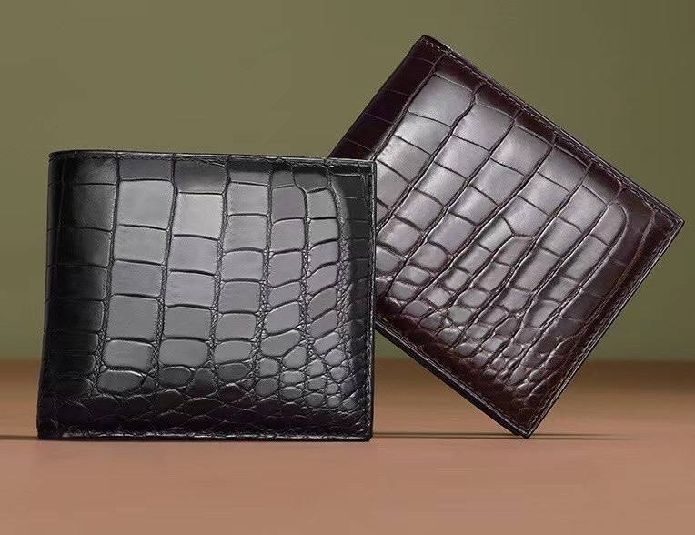 Authentic Alligator Leather Men's Short Bifold Wallet Card Holders Genuine Crocodile Belly Skin Male Small Clutch Purse