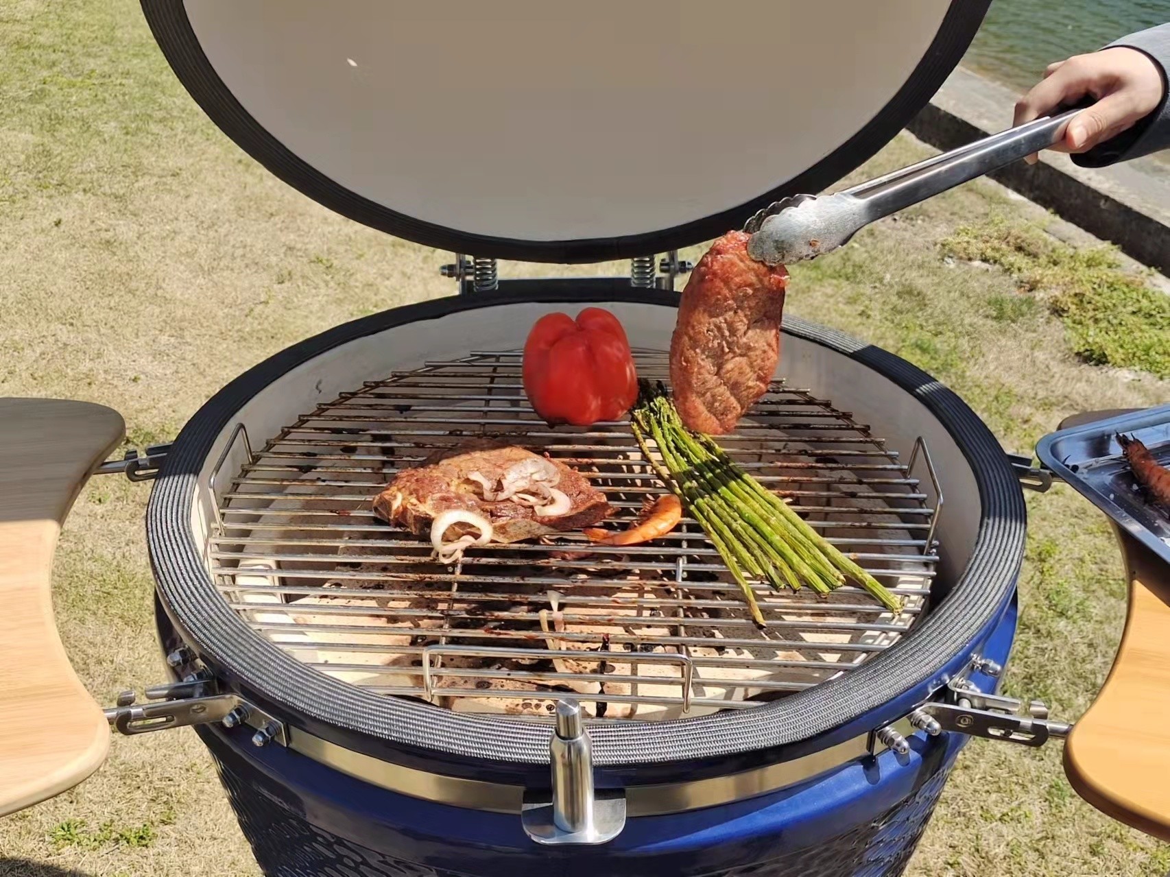 Small SES Orange Charcoal BBQ Ceramic Kamado Grill