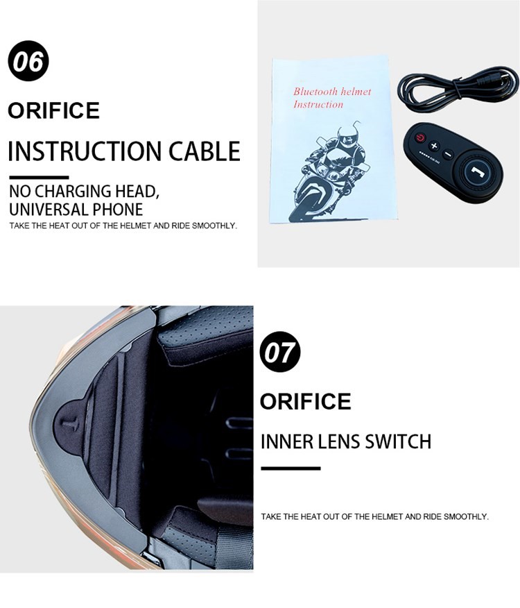 DOT Approval Double Lens M/L/XL/XXL Motorcycle Smart Flip Up Intercom Wireless Blue tooth Helmet black color