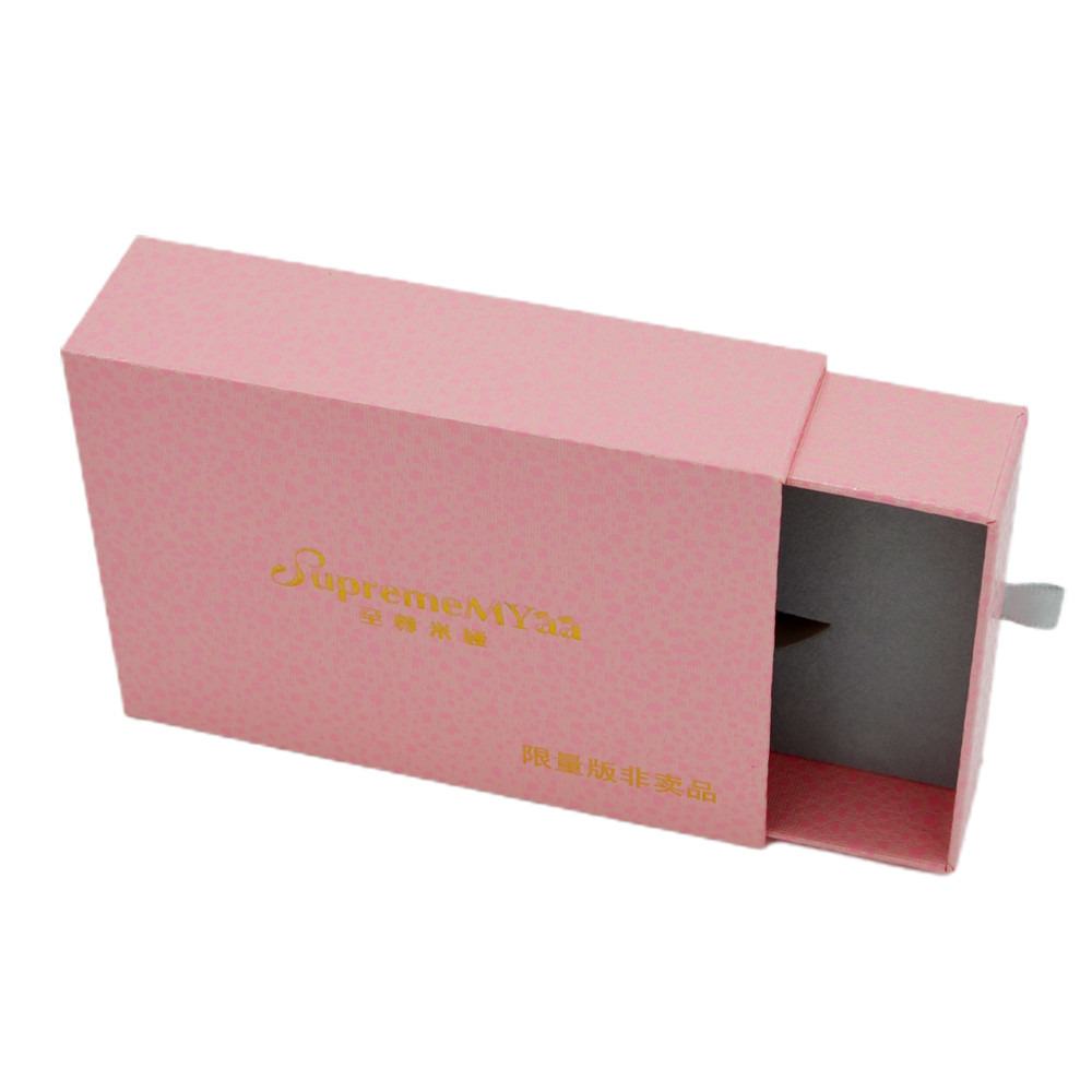 Cutouts Inlay DIY Sliding Drawer Gift Boxes 120g Pink Rigid Cardboard