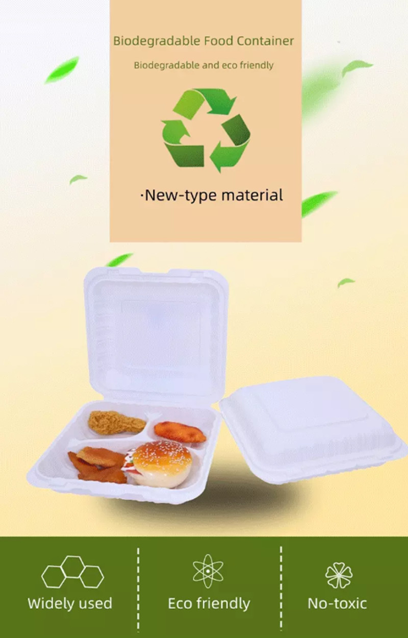 60%Corn Starch 40%PP food takeaway containers 152*152*80mm